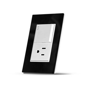 Prise murale 3 pôles et interrupteur à bascule 1 voie 1 gang de <span class=keywords><strong>type</strong></span> 118 avec cadre acrylique blanc, noir, gris, doré - Product Image 1