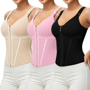 Corset amincissant et sculptant en <span class=keywords><strong>latex</strong></span> antibactérien pour <span class=keywords><strong>femme</strong></span>, avec fermeture éclair et trois rangées de boutons, idéal pour le sport - Product Image 1