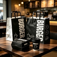 Sac d'emballage alimentaire recyclable personnalisé Epack, sac à emporter pour hamburgers, emballage en papier kraft, sacs en papier pour restaurants de restauration rapide avec poignée
