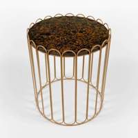 Nouvelle table basse d'appoint au design tendance avec cadre en fer doré et plateau en verre céramique marron champagne pour une maison élégante – Meuble en promotion