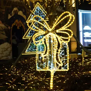 Ticari dekorasyon Led3D noel hediyesi kutu yıldız desen ışık