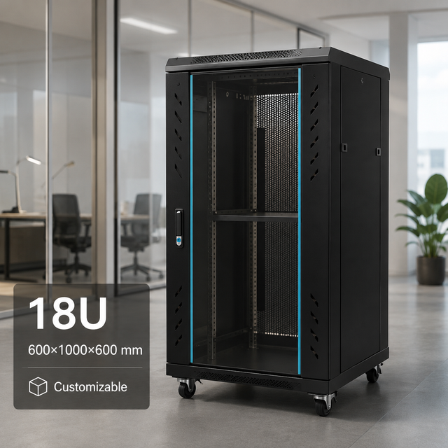 Direct Factory 18U 600x1000x600mm Server Rack Cabinet with Cooling Fan and Power Module for Small Server Room