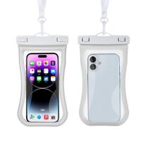 Pochette étanche pour téléphone IPX8 blanche, en PVC, avec fermeture à glissière, écran tactile et fenêtre pour appareil photo, grand sac pour téléphone avec cordon pour les sports nautiques