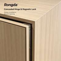 Porte intérieure invisible en aluminium et bois, sans cadre, intégrée au mur, grain de bois personnalisé pour hôtel, appartement, projet