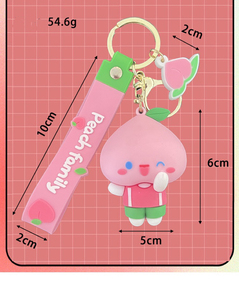 Lindo 3D Rosa melocotón familia llavero moda dibujos animados PVC cuentagotas muñeca bolsa colgante coche llavero venta al por mayor melocotón llavero - Product Image 6