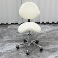 Tabouret Ergonomique à Roulettes Pivotant pour Salon, Chaise de Spa, Tatouage, Dentaire, Hauteur Réglable, Siège Selle avec Dossier