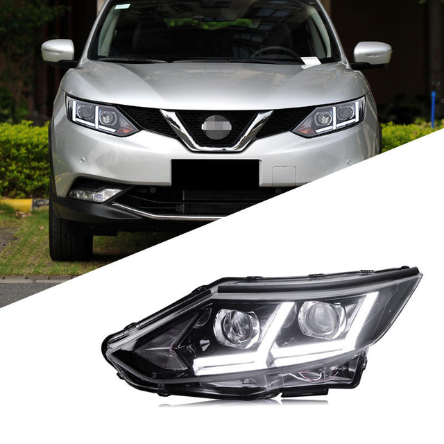 Qashqai Headlight Assembly Modified LED Daytime Running Lights Dual-light Lens Xenon Headlight Assembly