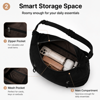 Sac bandoulière croissant en nylon personnalisé pour femme, léger, demi-lune, avec sangle réglable
