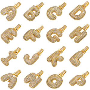 Hip Hop 26 Alphabet anglais pendentif <span class=keywords><strong>Rap</strong></span> mode gros Design lettre plaqué or cuivre accessoires VD614 - Product Image 2