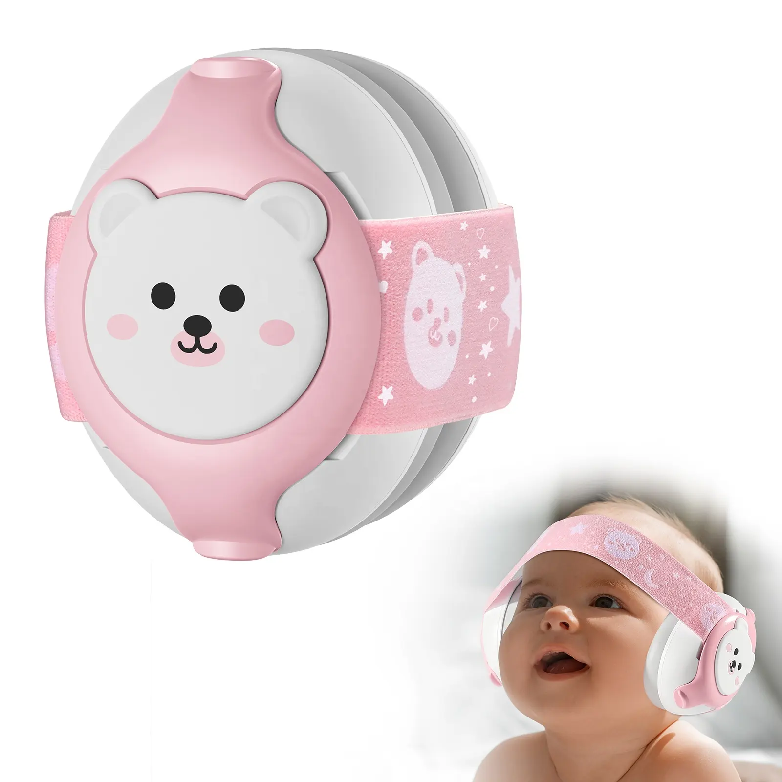 تصميم جديد لطيف للأذن طفل رضيع عصابة رأس لحماية السمع للأذن الطفل صيحات إلغاء الضوضاء للنوم