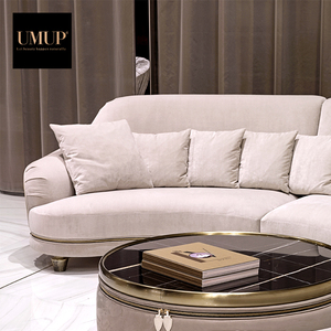 现代奢华天鹅绒7座客厅沙发套装半月圆弧形组合布艺酒店家具 - Product Image 5