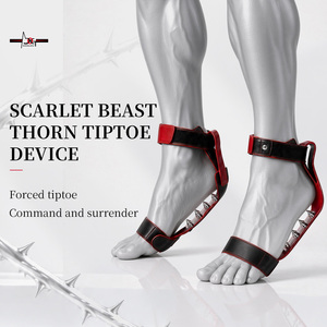 Ensemble de restraints BDSM en cuir clouté, repose-pieds à pointes, accessoire de pression pour position assise, pour submissifs - Product Image 5