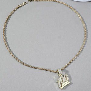 Collar con Colgante de 100 Puntos a la Moda con Cadena de Cuerda, Estilo Hip Hop, en Stock, Joyería para Hombres y Mujeres, Uso Diario - Product Image 5