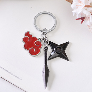Nouveau R-Sale Porte-clés en alliage métallique trois pièces, style dessin animé Anime Rebel Ninja, avec motif Shuriken et protection frontale, impression numérique - Product Image 4