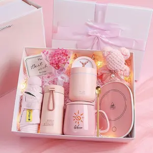 Conjunto de regalo para mujer, artículos de boda para invitados, regalo versátil para novia, taza calentadora termostática inteligente para mujer, conjunto de regalo de cumpleaños