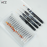 Fournitures d'ongles Manche en plastique marbré noir Vente en gros de brosse à cheveux en nylon Ensemble de pinceaux pour ongles en acrylique Fabricant d'impression OEM