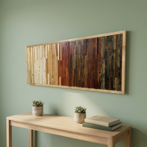 Panel de Arte Mural de Madera Reciclada Mixta Aqdus |   Decoración Bohemia para el Hogar, Ecológica, 100% Hecha a Mano, Ligera, Duradera, Negra, 23x15x22 - Product Image 3