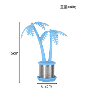 Infuseur à thé en acier inoxydable avec joint en <span class=keywords><strong>silicone</strong></span>, filtre à feuilles fines pour tasses et théières, design portable en forme de cocotier - Product Image 4