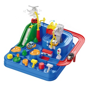 Circuit de course pour enfants, jeu de sauvetage urbain, ensemble de jeu de construction de rails, puzzle à emboîter, aventure automobile à 6 boutons avec 4 voitures - Product Image 1