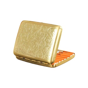Futeng Hộp Đựng Thuốc Lá Kim Loại Sang Trọng Màu Vàng Bạc Thiết Kế Châu Âu Bán Sỉ 14 16 18 20 Cái Hộp Đựng Thuốc Lá Biểu Tượng Tùy Chỉnh Thanh Lịch - Product Image 1