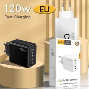Nuevo cargador de teléfono móvil de aleación de aluminio PD120W 5V2.4A enchufe de EE. UU./UE/Reino Unido PD + 3USB adaptador multipuerto Compatible con todos los teléfonos QC3.0 - Product Image 4