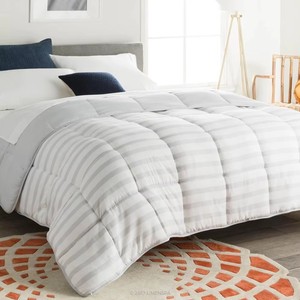 Bán buôn sợi nhỏ Màu Xám/Trắng sọc đảo ngược xuống thay thế quá khổ Vua chần Comforter - Product Image 1
