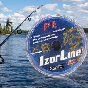 Línea de pesca trenzada IzorLine de 8 hilos, 100 m, alta resistencia, para pesca con señuelos - Product Image 2