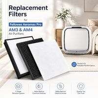 Kompatibel dengan Pembersih Udara Fellowes Aeramax Pro AM3 & AM4, Karbon Aktif HEPA H13 & 4 X Pre-Filter yang Dapat Dicuci