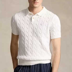 Camiseta de Punto Personalizada con Logotipo Bordado OEM, Polo de Golf de Verano para Hombre, Manga Corta, Cierre de Botones, Diseño de Crochet - Product Image 4