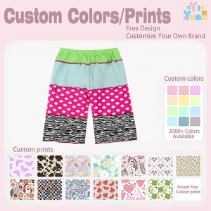 Shorts <span class=keywords><strong>Capri</strong></span> Patchwork pour filles, taille élastique, imprimé à pois, imprimé zèbre, couleur contrastée, pantalon décontracté pour tout-petits, longueur genou, pour enfants - Product Image 3