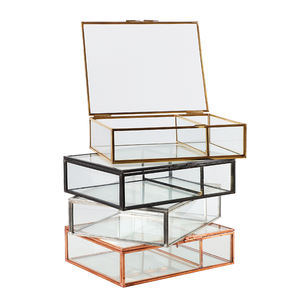 Caja de joyería cuadrada dorada para Terrario de cristal con tapa y cerradura de Metal, cajas de vidrio para joyería, caja al por mayor, maceta para plantar - Product Image 2