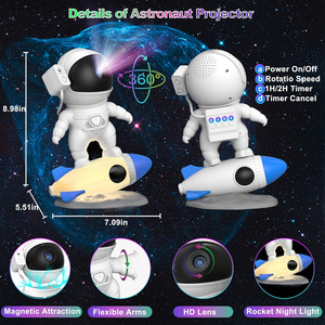 Proiettore Stellare Rocket Astronaut con Rotazione a 360°, LED, 13 Dischi di Pellicola, USB, Timer, Lampada Artistica Cielo Stellato Nebulosa Planetario - Product Image 4