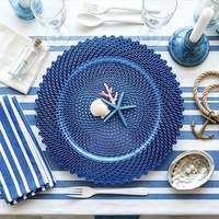 Assiettes de présentation rondes en plastique perlé réutilisables, décoratives et gaufrées, pour mariages, événements, hôtels et dîners
