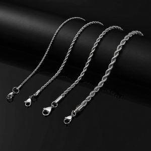 Wholesale Jewelry 3mm 4mm 6mm 18K Gold Plated Stainless Steel Twisted <b>Rope</b> Wedding Gift Necklace Men's <b>Chains</b> - Product Image 5