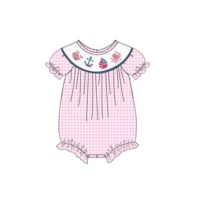Puresun – vêtements boutique pour filles, ensemble de vêtements en coton tissé avec broderie baleine, smockés personnalisés pour bébés, vente en gros - Product Image 3