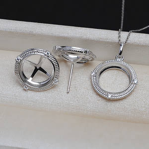 WENCHI S925 Argent Ensemble de supports de boucles d'oreilles à pendentif rond, avec sertissage vide de 11,5 mm pour perle, coquille de cheval et composants de bijoux à fond plat - Product Image 1
