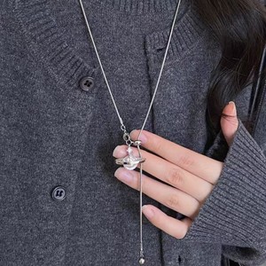 Sweater Chain Titanium Steel Pull-Out Necklace Adjustable Earth Globe Pendant Daily Wear Autumn Winter Accessory - Product Image 4
