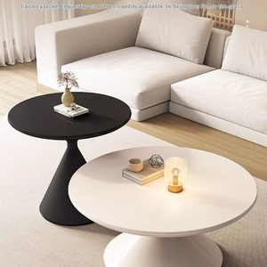 Table basse en bois massif de style crème moderne, écologique et durable, inspirée du Wabi-Sabi, design simple pour petit salon - Product Image 4