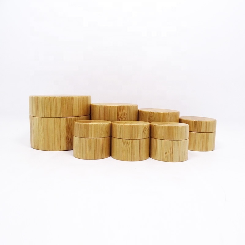 luxury eco friendly 50ml 100ml 200ml 250ml empty cosmetic bamboo jar wooden container with pp inner