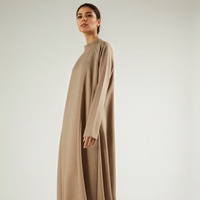 Abaya ouverte texturée premium Lilas Français ornée, robe de prière musulmane modeste avec hijab intégré, taille XS, en soie Nida