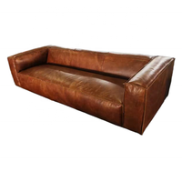 Canapés-lits vintage en cuir marron en cuir véritable 3 places Villa bureau luxe mobilier de bureau salon canapé taille 250cm