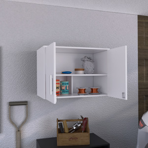 <b>Wall</b> Mounted Cabinet With Two Doors Four <b>Shelves</b> Compact Kitchen Laundry Room <b>Floating</b> Storage - Product Image 4