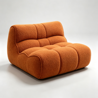 Ensemble de canapés vintage rétro en tissu chenille en forme de citrouille avec pieds en bois et accoudoirs droits pour salon