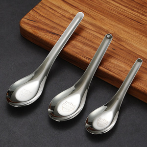 304 Stainless Steel Spoon For Children Thickened Dessert Soup Spoon School Meal Utensil Straight Body Solid Color - Product Image 2