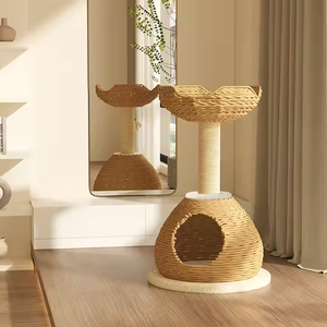 Moderne Katzen möbel Turm gewebte Katzen haus Eigentums wohnung mit Kletter kratzer Post Rattan Kratz baum - Product Image 2