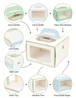 Boîte à gâteau rectangulaire portable, écologique, rigide, en papier alimentaire, avec fermeture magnétique, pour anniversaire, West Point, boîte cadeau, peut être imprimée