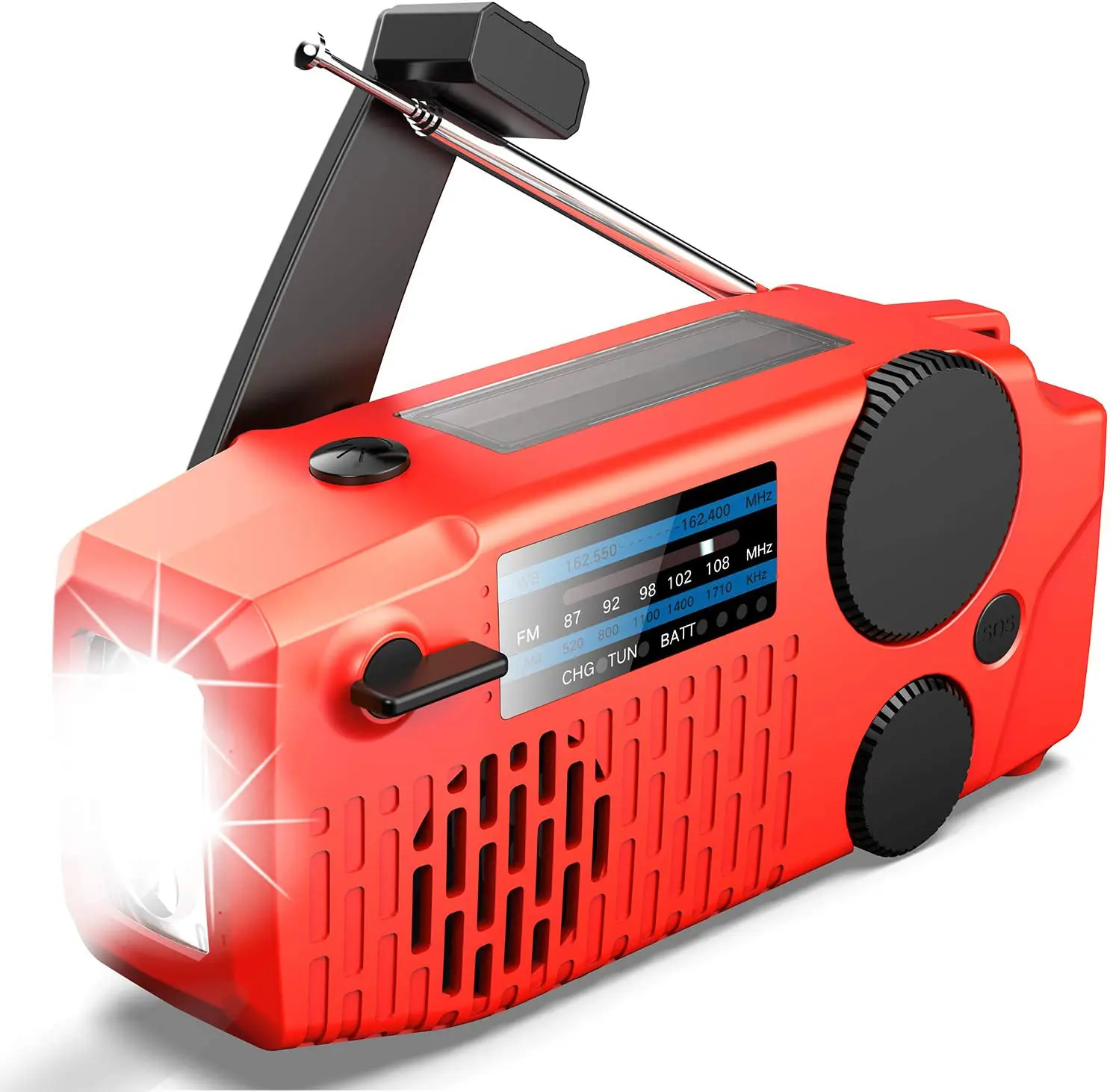 SOS Năng Lượng Mặt Trời Đài Phát Thanh Khẩn Cấp Ngân Hàng Điện Hand Crank Powered AM FM NOAA Thời Tiết Radio Xách Tay Với Đèn Pin