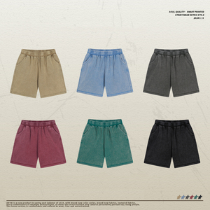 กางเกงขาสั้นผู้ชายผ้าฝ้ายบาติกคุณภาพสูง 400 กรัม สไตล์เรโทร แฟชั่นแบรนด์ดัง โลโก้สั่งทำได้ ทันสมัย ลุคเก่าแบบวินเทจ - Product Image 3