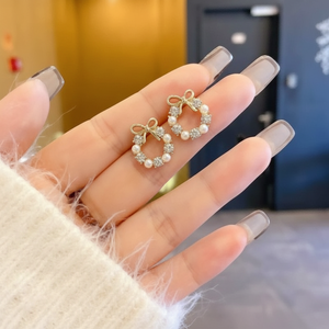 Moda di tendenza geometrica perla argento stile coreano orecchino Set elegante ragazze gioielli vendita calda all'ingrosso - Product Image 2