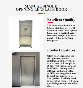 Porte à Battant Moderne Anti-Rayons pour le Service de Radiologie de l'Hôpital Protection Contre les Rayons X Utilisation Médicale Acier Inoxydable Certifié CE - Product Image 3